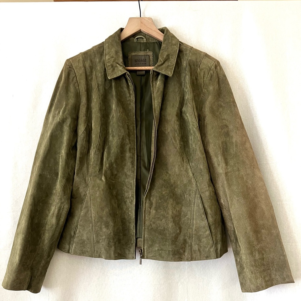 JohnPaulRichard | Vintage Green Leather Jacket | Classic Zip-Front | 90’s